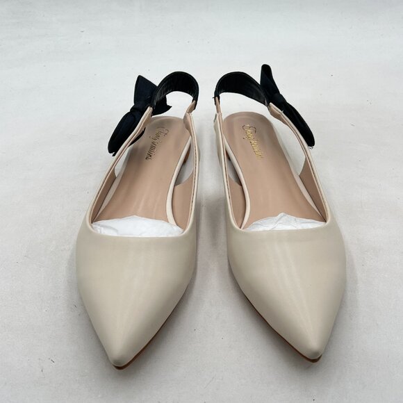 Beige Women's Comfortable Citify Slingback Sandals Flats Pointed Toe Dress Shoe - Picture 2 of 7